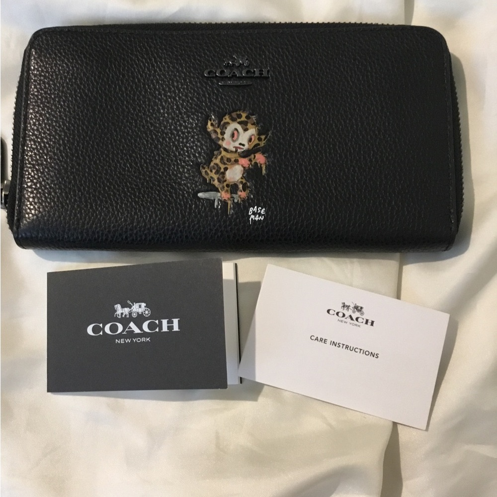 NWT RARE Coach X Limited Edition Base Man Black Leather Zipper Wallet